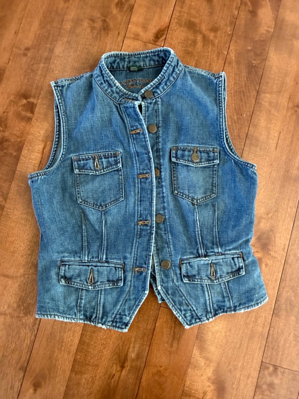 Vintage Ralph Lauren Classic Blue Cotton Denim Vest, Sz M